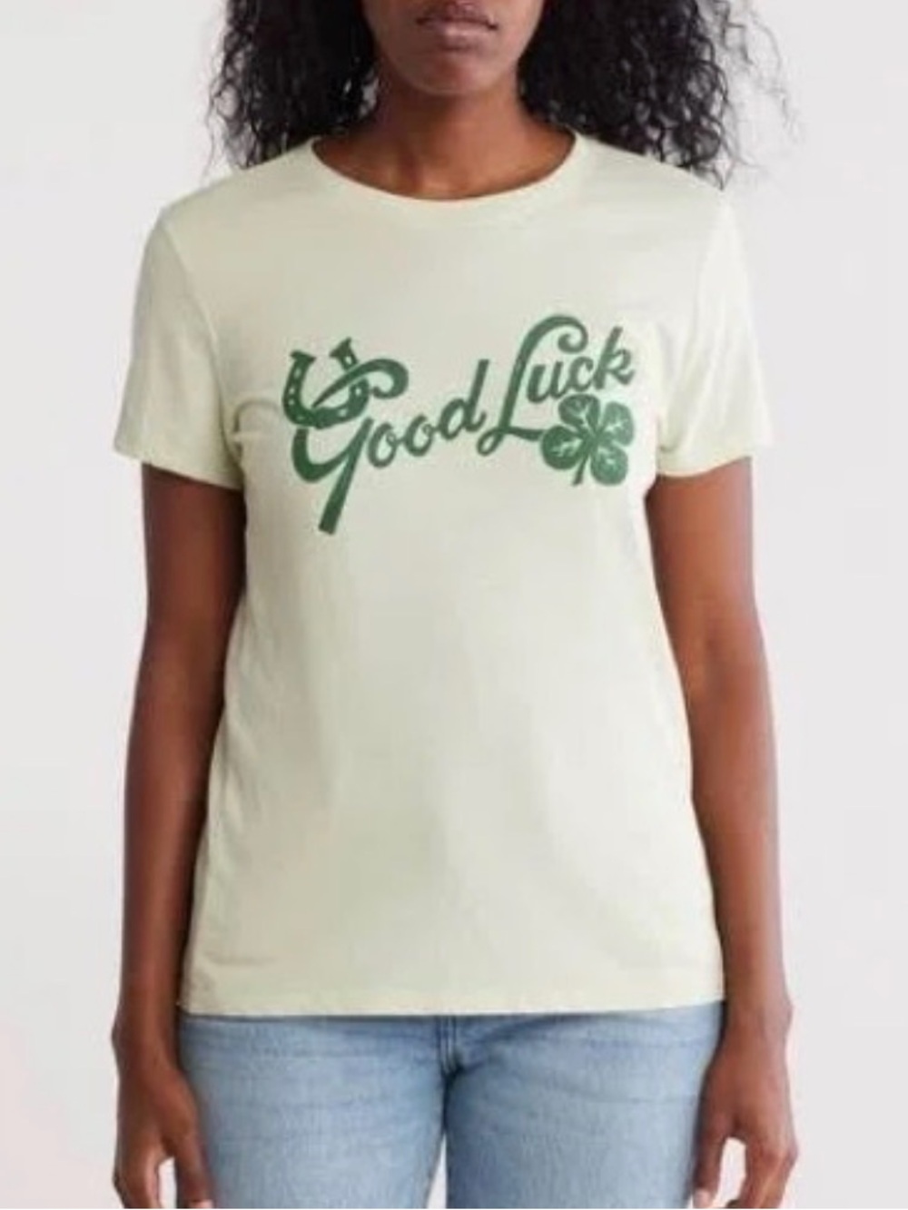 NWT Lucky Brand Good Luck Graphic Tee Cotton Blend